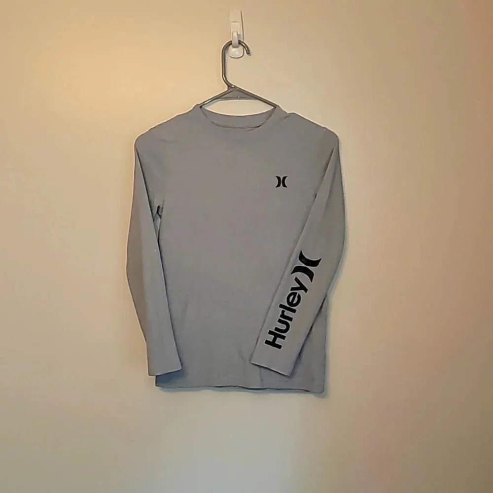 Hurley Boys 10/12 long sleeve thermal shirt gray with black writing LOT G